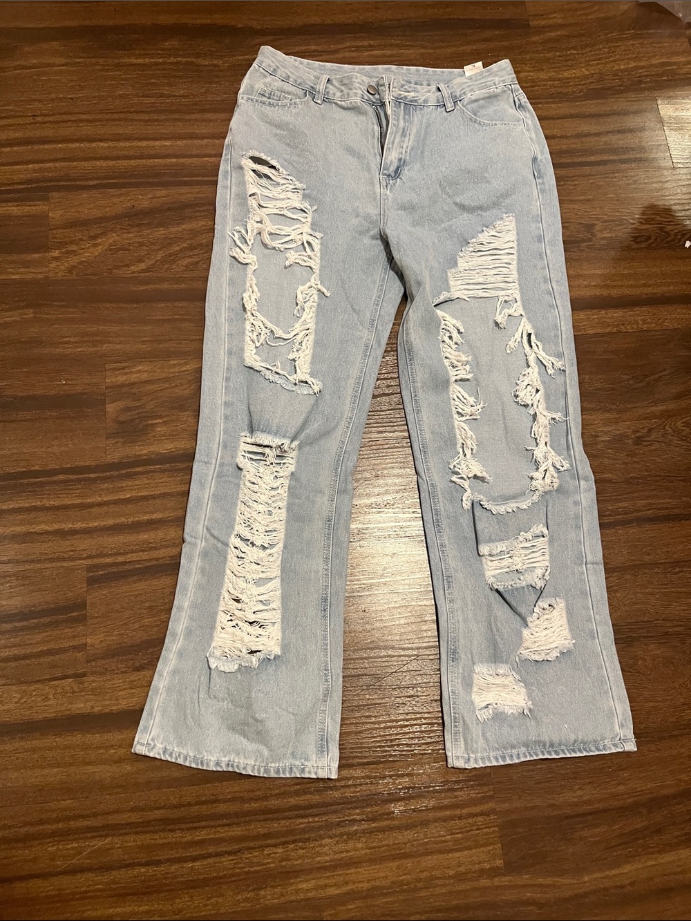 Holiday Time Light Blue Distressed Flare Jeans
